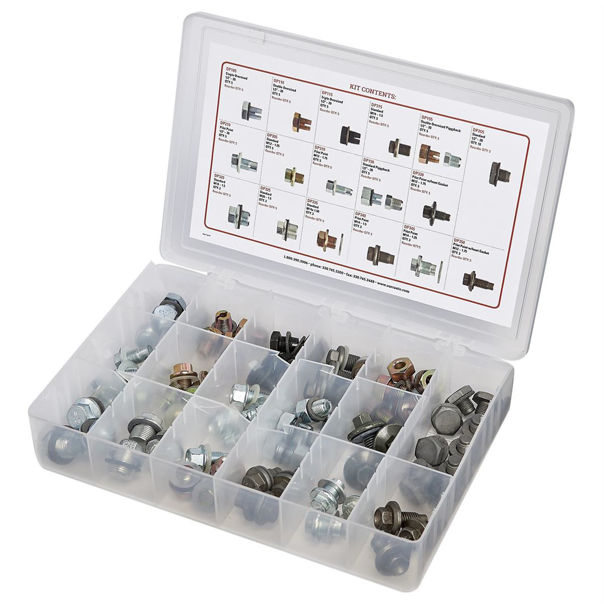 S.U.R. and R Auto Parts Oil Drain Plug Assortment — 152 Pcs, Model# SRRDP454